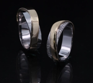 Poročni prstani belo rumeno zlato z briljanti | Unikatni poročni prstani po naročilu 1 IMG 0973 1