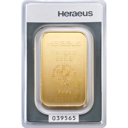 goldbarren heraeus 100g blister vs 1