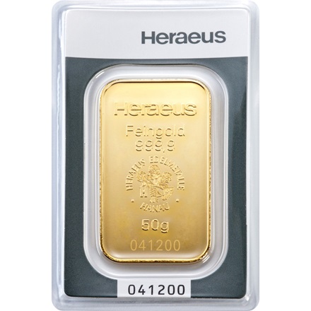 goldbarren heraeus 50g blister vs 1